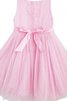 Robe de cortège enfant naturel de lotus a-ligne avec nœud en tulle - 3