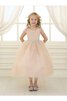 Abito da Cerimonia Bambini in Tulle con Perline Tondo con Increspature con Piega Naturale - 1