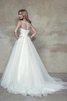 Abito da Sposa Tondo con Fiore in Tulle A-Line con Criss-cross in Raso - 2