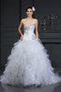 Abito da Sposa Alta Vita Senza Spalline in Organza con Perline Vintage - 1