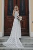 Abito da Sposa Tubino con Mezze Maniche Tondo in Chiffon Semplice in Pizzo - 5