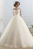 Abito da Sposa Allacciato con Manica Corte Ball Gown in pizzo Senza Maniche in Tulle - 1