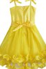 Abito da Cerimonia Bambini Corto Naturale in Organza A-Line con paillette Senza Maniche - 3