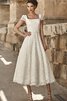 Abito da Sposa Sotto Ginocchio Allacciato Vintage Moderno con Manica Corte Quadrato - 1