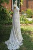 Robe de mariée distinguee a-ligne de traîne courte en plein air avec manche courte - 3