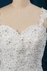 Robe de mariée naturel de sirène avec perle de col en cœur avec sans manches - 5