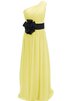 Robe demoiselle d'honneur naturel a-ligne fermeutre eclair en chiffon d'épaule asymétrique - 4