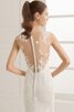 Abito da Sposa Sirena con Applique con Bottone in Pizzo Senza Maniche Semplice - 3