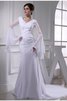 Robe de mariée facile broder avec zip avec perle de tour de ceinture empire - 1