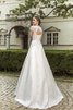 Abito da Sposa stravagante A-Line con Applique con Manica Corte Vintage Queen Anne - 3