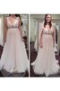 Spitze Juwel Ausschnitt A-Line sexy Brautkleid mit Plissierungen mit Applike - 1