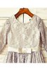 Robe de cortège enfant naturel avec zip de princesse ligne a avec manche 3/4 - 3