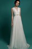 Abito da Sposa A Terra con Perline Spazzola Treno Vintage Senza Maniche in Chiffon - 2