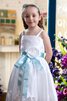 Robe de cortège enfant avec fleurs a-ligne manche nulle avec nœud à boucles - 3