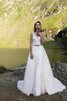 Abito da Sposa con Applique in Tulle V-Scollo A Terra A-Line Senza Maniche - 1