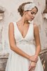 Abito da Sposa Semplice con Perline V-Scollo Allacciato in Chiffon alta vita - 2