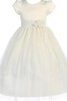 Robe de cortège enfant fermeutre eclair en satin avec fleurs en tulle avec nœud - 1