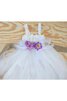 Abito da Cerimonia Bambini in Tulle con Piega con Fusciacca con Piume Ball Gown con Nastro - 3