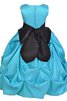 Abito da Cerimonia Bambini Tondo con Increspature in Taffeta con Fiore Cerniera A-Line - 2