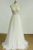 Robe de mariée vintage facile plissage textile en tulle avec manche épeules enveloppants - 1