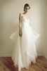 Abito da Sposa Senza Maniche in pizzo Cuore con Increspature in Organza A Terra - 3