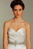 Abito da Sposa Corpetto Pieghe in Raso con Perline sensuale Naturale con Festone - 3