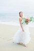 Abito da Sposa a Spiaggia Senza Maniche in Organza A-Line Naturale Cuore - 4