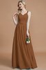 Robe demoiselle d'honneur naturel avec chiffon ligne a v encolure - 10