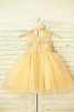 Robe de cortège enfant naturel avec sans manches col u profond ligne a en tulle - 2