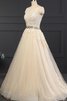 Robe de mariée brillant naturel en tulle appliques sans dos - 5