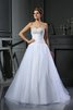 Robe de mariée vintage de col en cœur de traîne moyenne avec perle cordon - 1