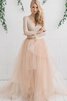 Abito da Sposa Vintage in Tulle A-Line con Seghettato V-Scollo Asimmetrici - 1