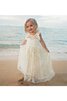 Robe de cortège enfant plissé naturel avec fleurs jusqu'au sol a-ligne - 2