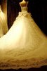Robe de mariée romantique cordon v encolure avec perle avec nœud à boucles - 2
