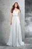 Robe de mariée longue vintage de col en cœur manche nulle de traîne courte - 3