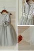 Robe de cortège enfant avec fleurs en tulle manche nulle a-ligne de princesse - 1