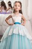 Abito da Cerimonia Bambini in Tulle con Fusciacca Ball Gown con Nastro decorato - 3