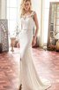 Robe de mariée sexy sobre boutonné de col entaillé avec manche épeules enveloppants - 1