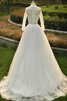 Abito da Sposa Spazzola Treno Ball Gown con Perline con Piega Schiena Nuda V-Scollo - 2