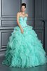 Robe de quinceanera longue de mode de bal en organza avec lacets avec sans manches - 1