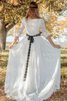 Robe de mariée classique a-ligne fermeutre eclair avec chiffon col en bateau - 2