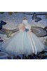 Abito da Cerimonia Bambini Ball Gown con Nastro in Tulle monospalla alta vita con Fiore - 1