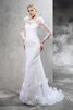 Abito da Sposa in Raso Cerniera Vintage con Maniche Lunghe Stravagante - 5