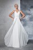 Abito da Sposa con Increspato Alta Vita in Chiffon Spazzola Treno A-Line - 3