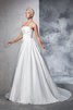 Abito da Sposa in Raso Stravagante Coda A Strascico Cappella Senza Maniche Ball Gown - 5