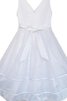 Robe de cortège enfant plissage ligne a avec fleurs de tour de ceinture empire en tulle - 2