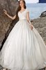 Abito da Sposa V-Scollo in Raso Allacciato con Increspato Coda A Strascico Corto Ball Gown - 1