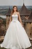 Abito da Sposa Naturale con Fiocco A Terra Spazzola Treno A-Line in Tulle - 3