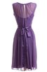 Robe demoiselle d'honneur plissage avec chiffon a-ligne ceinture col en bateau - 2