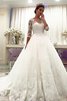 Abito da Sposa in Tulle in Pizzo Naturale Ball Gown con Tre Quarti Lunghezza Maniche - 1